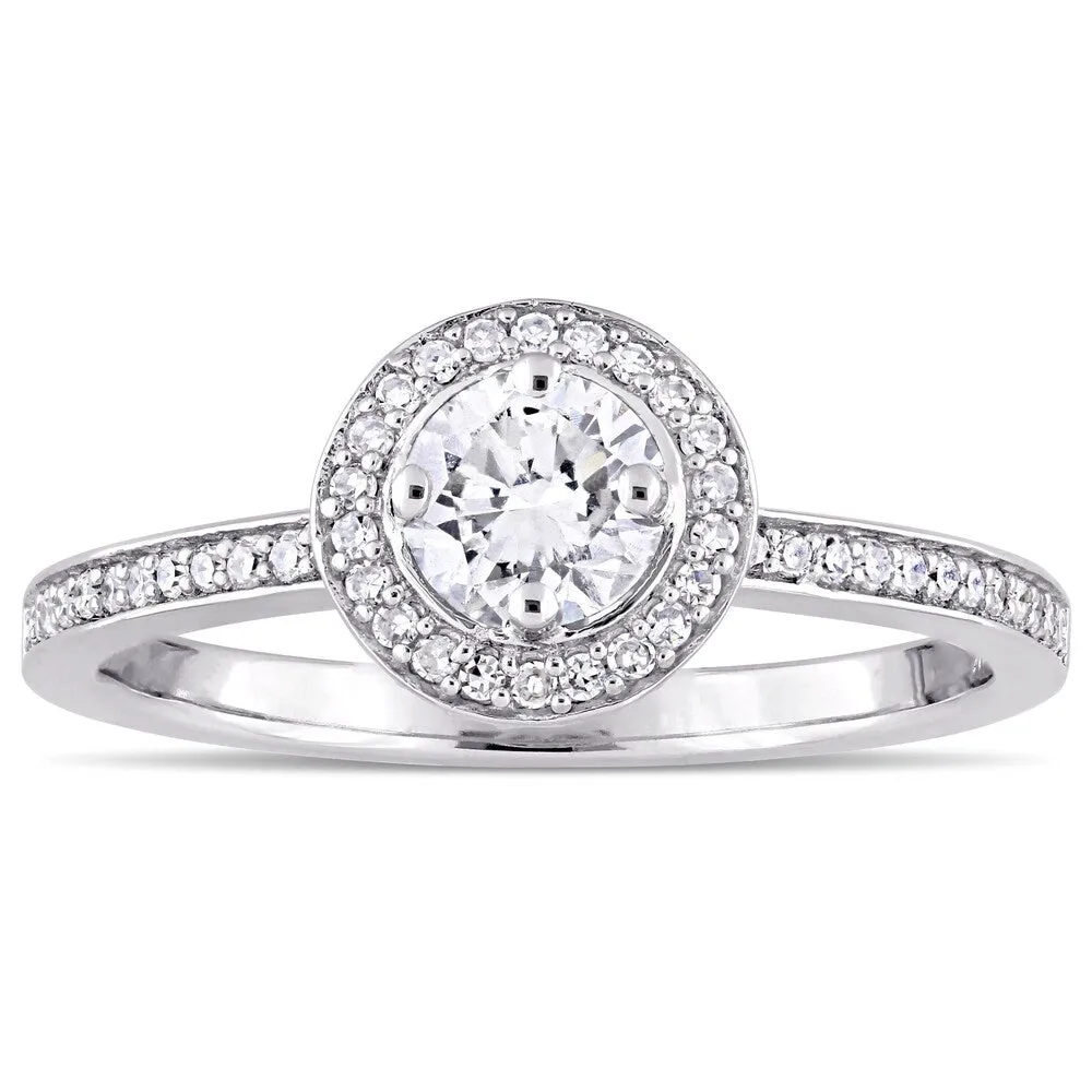 Miadora 14k White Gold 1/2ct TDW Diamond Halo Engagement Ring sold by Zulily product image thumbnail 2