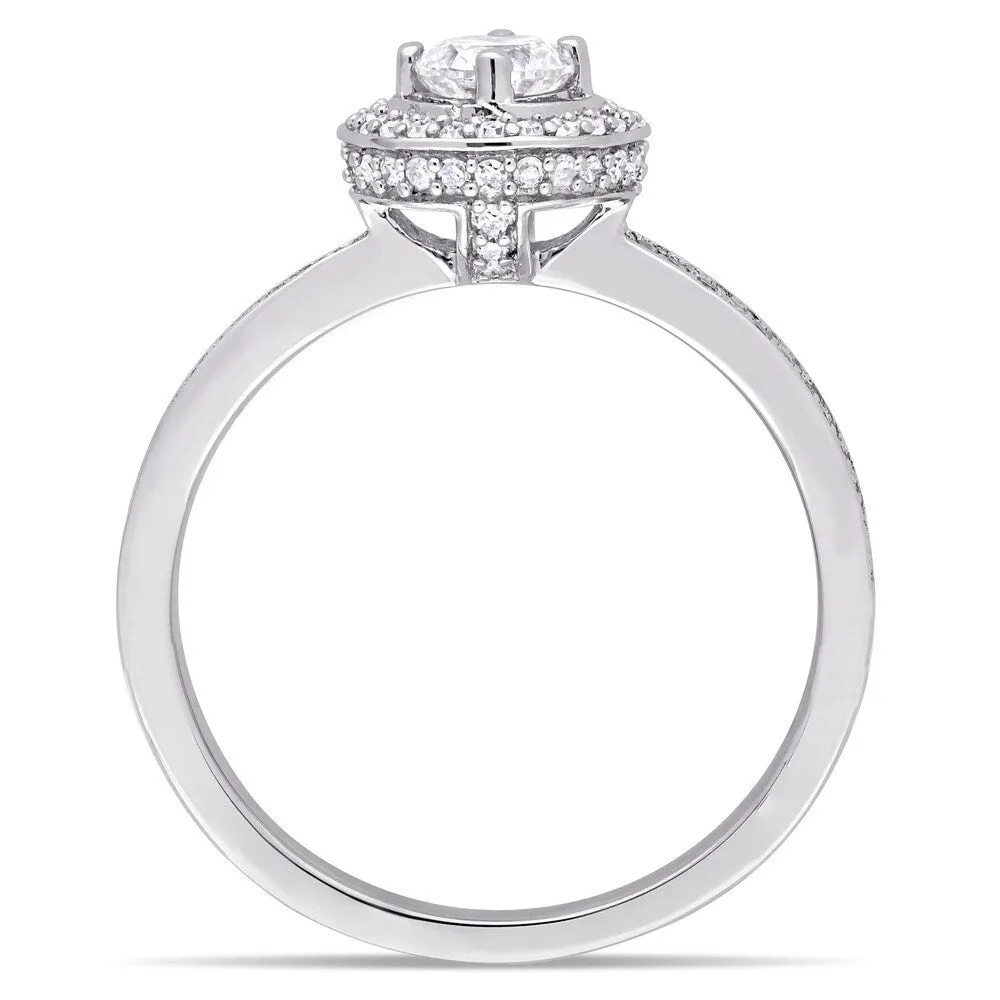 Miadora 14k White Gold 1/2ct TDW Diamond Halo Engagement Ring sold by Zulily product image thumbnail 3