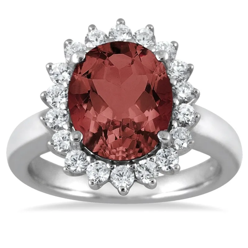 4 Carat Garnet and Diamond Ring in 14K White Gold sold by Zulily