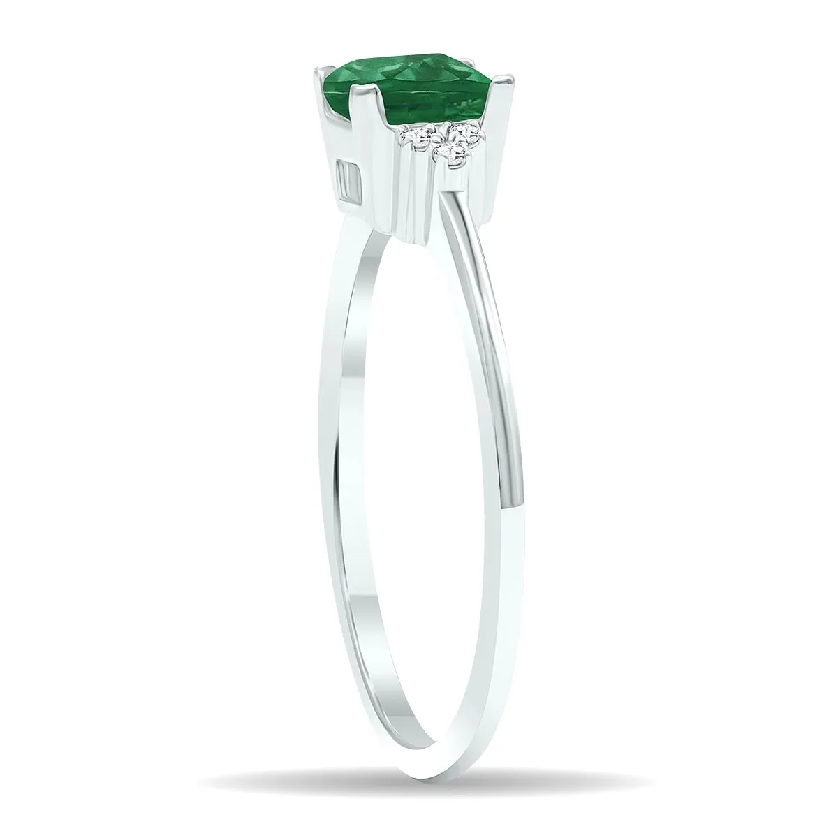 Women's Princess Cut Emerald and Diamond Half Moon Ring in 10K White Gold sold by Zulily product image thumbnail 2