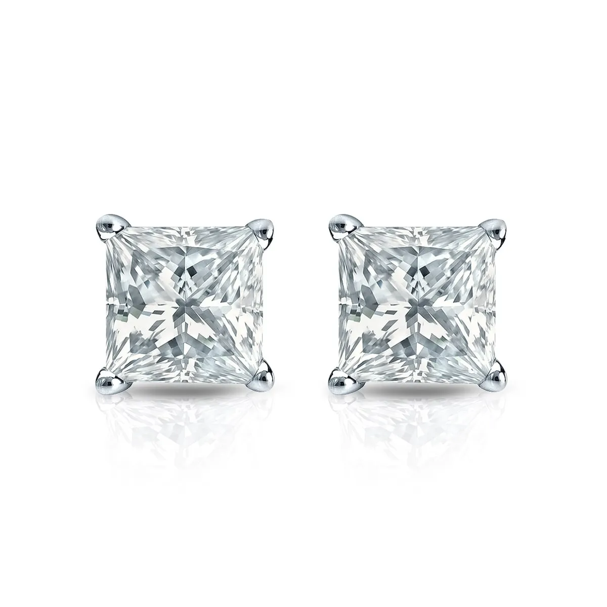 Auriya 18-karat Gold Lab Grown 1.00 carat TDW Princess Diamond Stud Earrings 4-Prong Basket Push-back sold by Zulily product image thumbnail 2