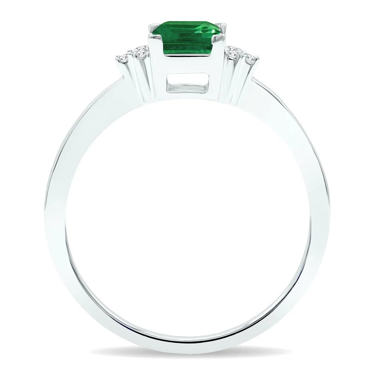 Women's Princess Cut Emerald and Diamond Half Moon Ring in 10K White Gold sold by Zulily product image thumbnail 3