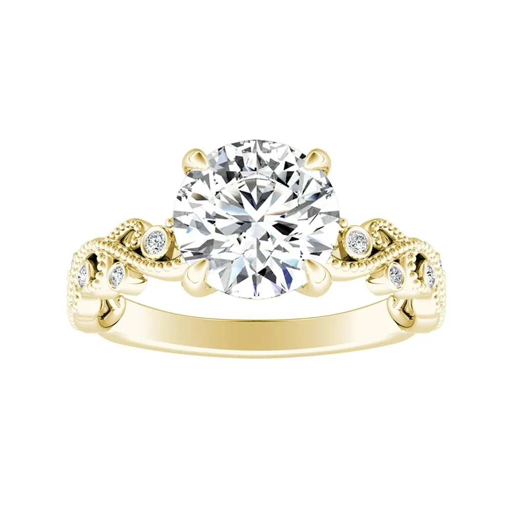 Auriya 14k Gold 3ct TW Vintage Moissanite and Diamond Engagement Ring 1/10cttw sold by Zulily product image thumbnail 2