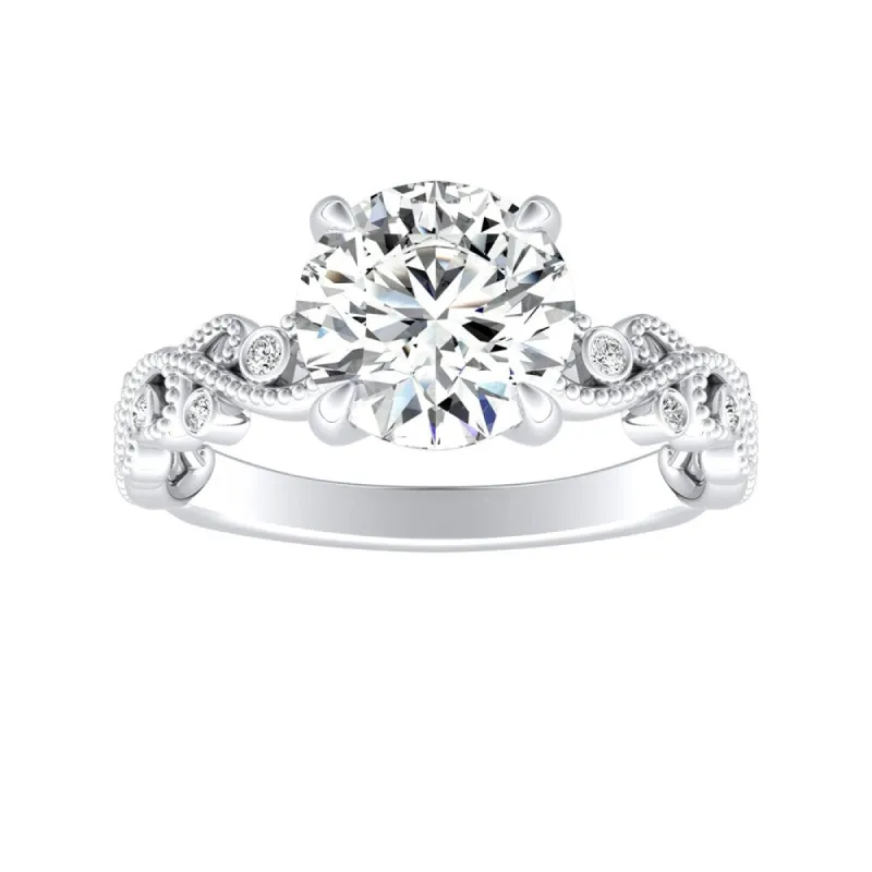 Auriya 14k Gold 3ct TW Vintage Moissanite and Diamond Engagement Ring 1/10cttw sold by Zulily