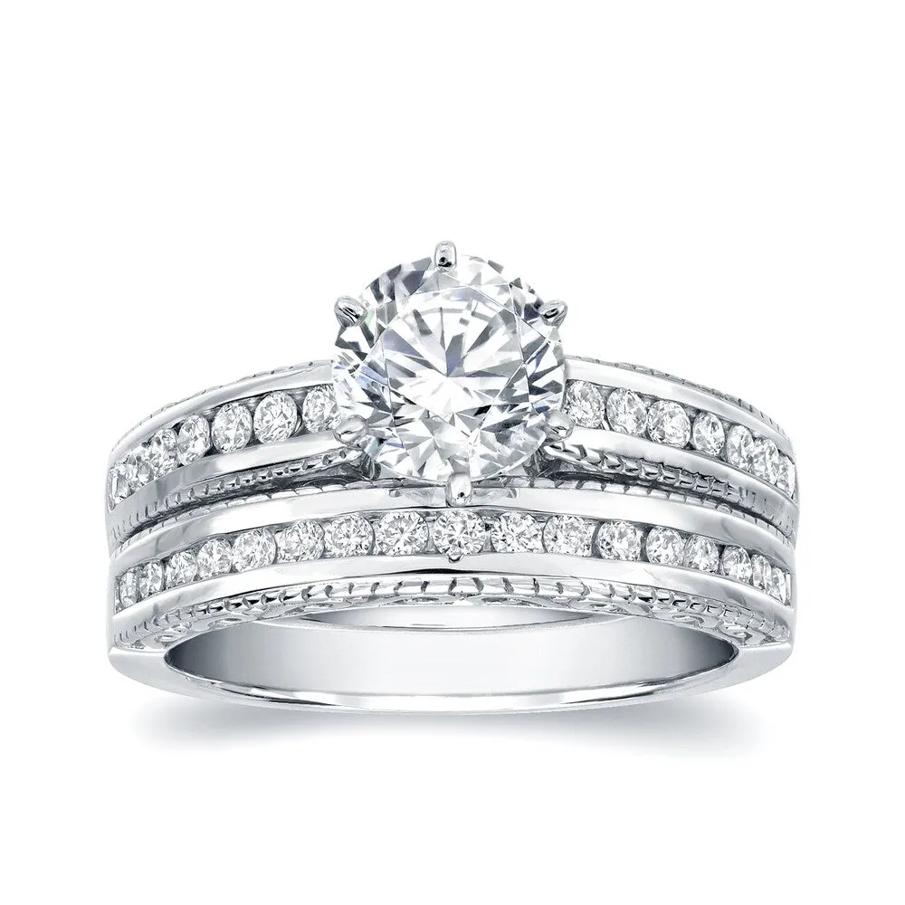 Auriya 14k Gold 1ctw Vintage Round Diamond Engagement Ring Set sold by Zulily product image thumbnail 3