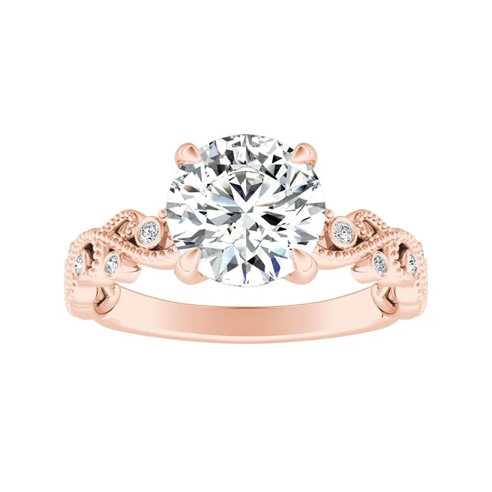 Auriya 14k Gold 3ct TW Vintage Moissanite and Diamond Engagement Ring 1/10cttw sold by Zulily product image thumbnail 3