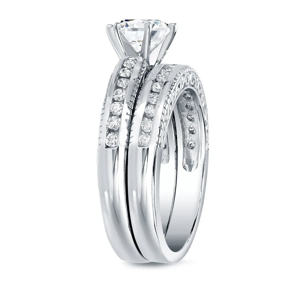 Auriya 14k Gold 1ctw Vintage Round Diamond Engagement Ring Set sold by Zulily