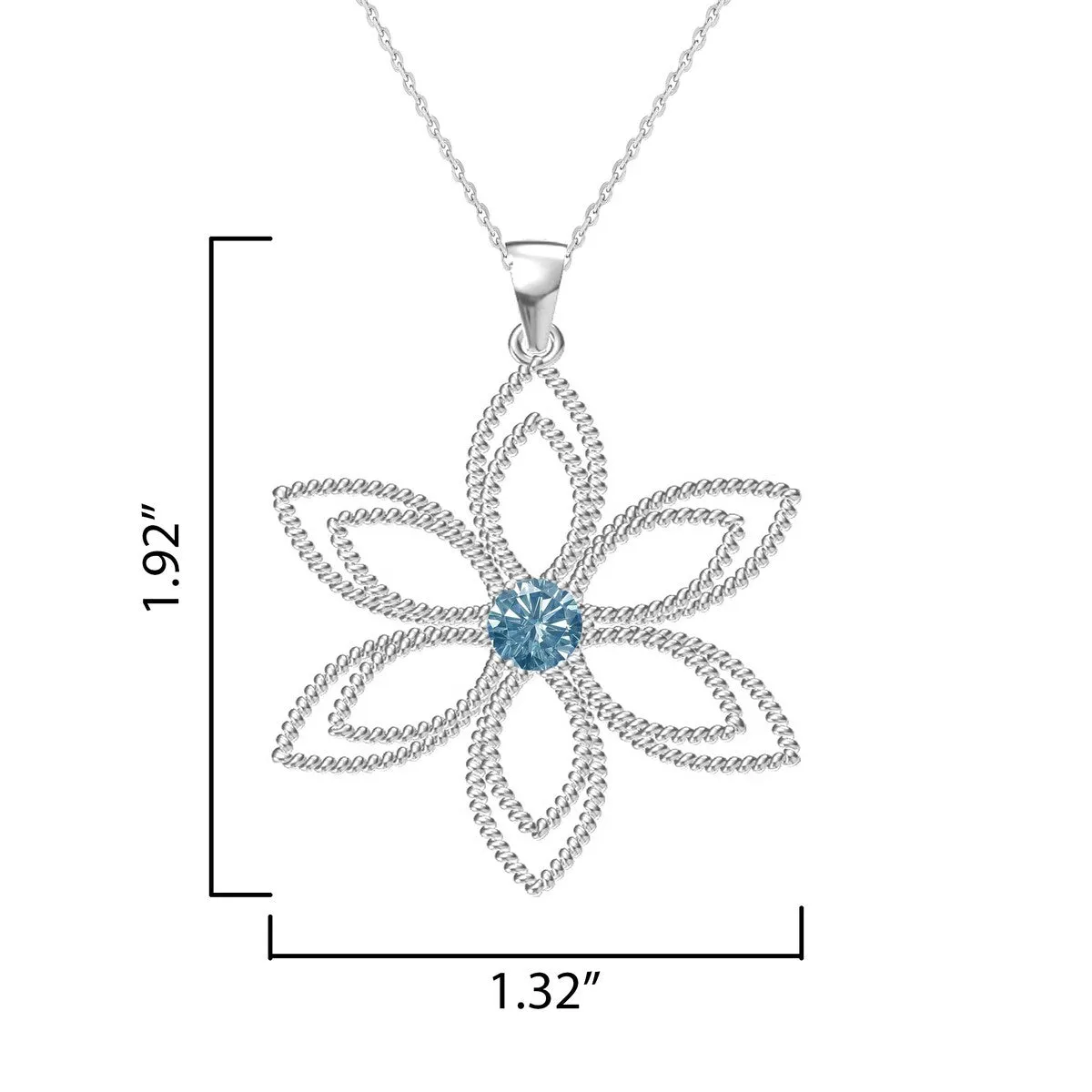Sterling Silver with Blue Moissanite Flower Pendant with 18" Chain sold by Zulily product image thumbnail 3