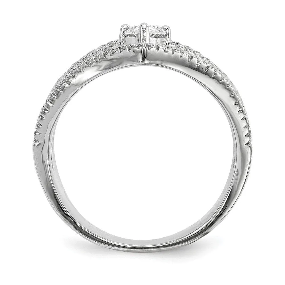 Curata 925 Sterling Silver Rhodium Cubic Zirconia Knuckle Heart Ring sold by Zulily product image thumbnail 2