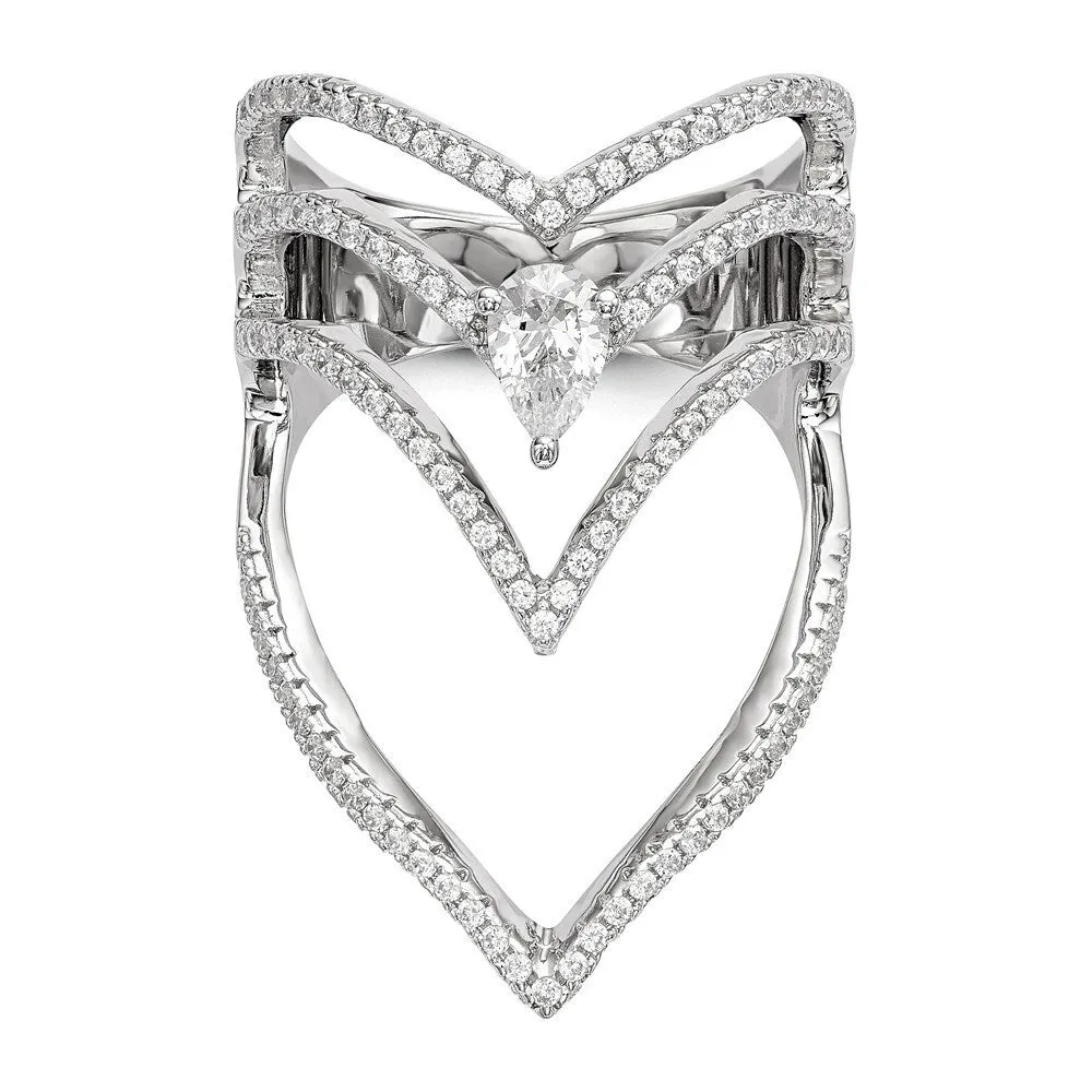 Curata 925 Sterling Silver Rhodium Cubic Zirconia Knuckle Heart Ring sold by Zulily product image thumbnail 4