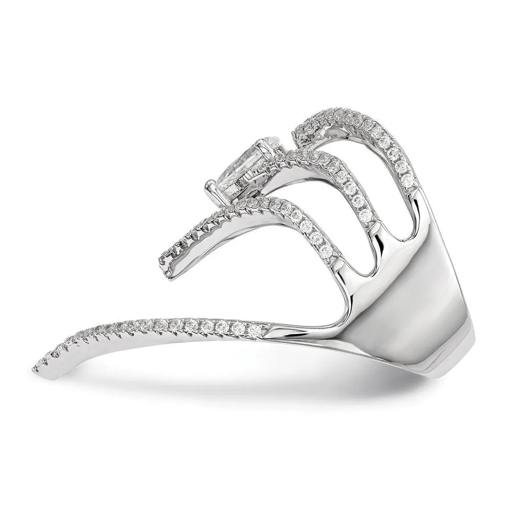 Curata 925 Sterling Silver Rhodium Cubic Zirconia Knuckle Heart Ring sold by Zulily product image thumbnail 3