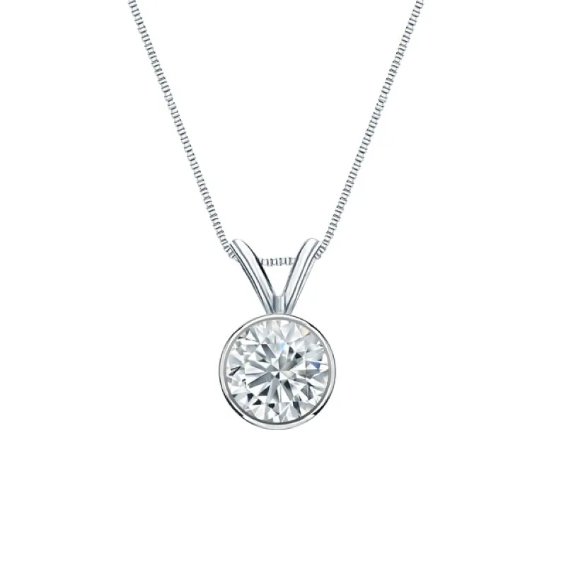 Auriya Platinum 1.00ctw Round Solitaire Lab Grown Diamond Necklace Bezel (H-I VS) - 1 made by Zulily