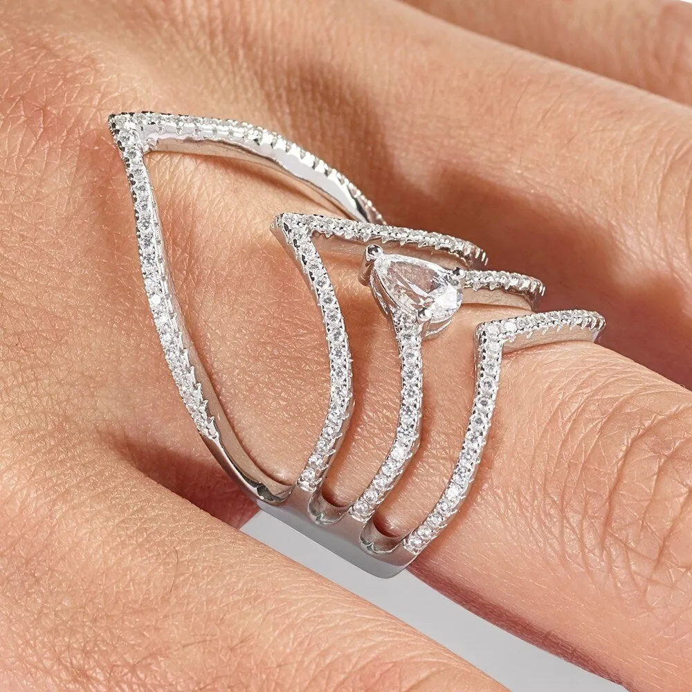 Curata 925 Sterling Silver Rhodium Cubic Zirconia Knuckle Heart Ring sold by Zulily product image thumbnail 5