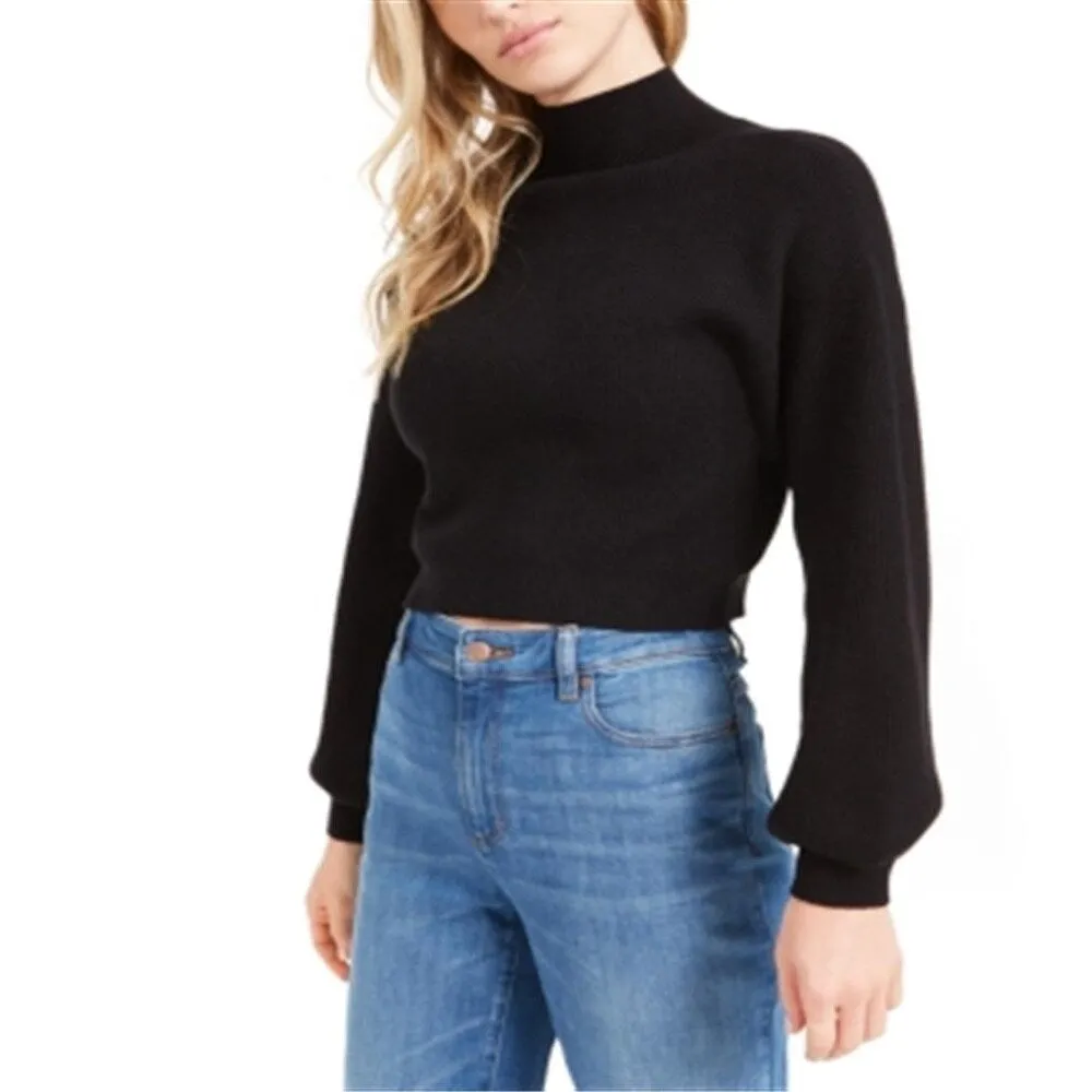 Lucy Paris Women's Cropped Mock Neck Sweater Black Size X-Small sold by Zulily