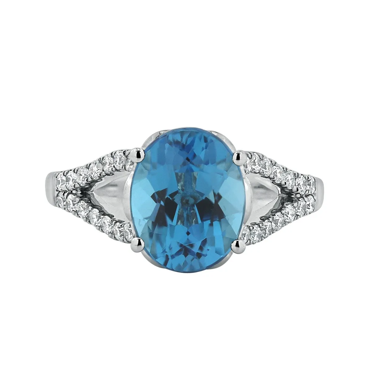 Auriya 3 1/3ct Fancy Oval Swiss Blue Topaz and Diamond Engagement Ring 1/3cttw 14k Gold sold by Zulily product image thumbnail 3