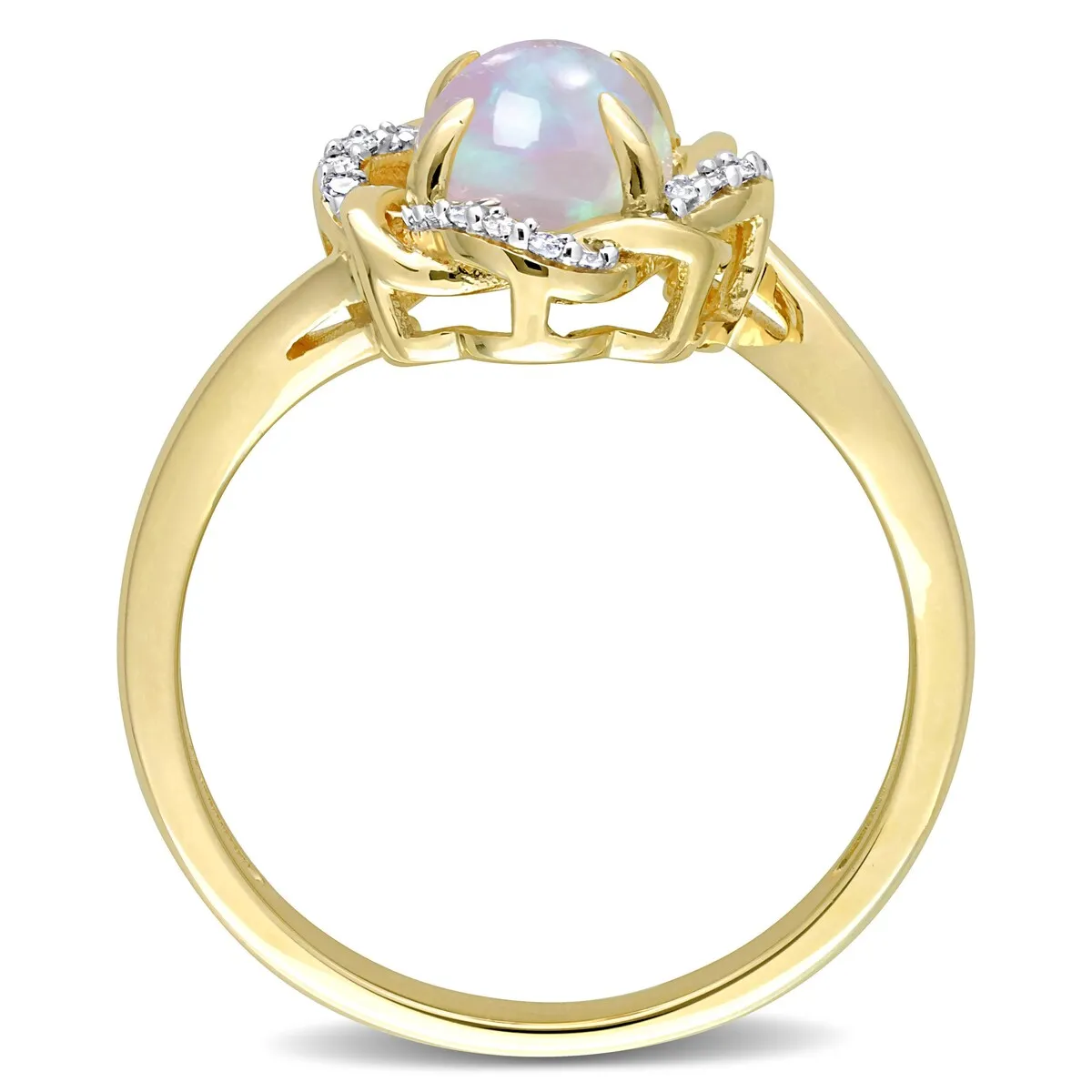 Miadora 1/10ct TDW Diamond and Ethiopian Opal-Blue Fashion Ring 10K Yellow Gold sold by Zulily product image thumbnail 3