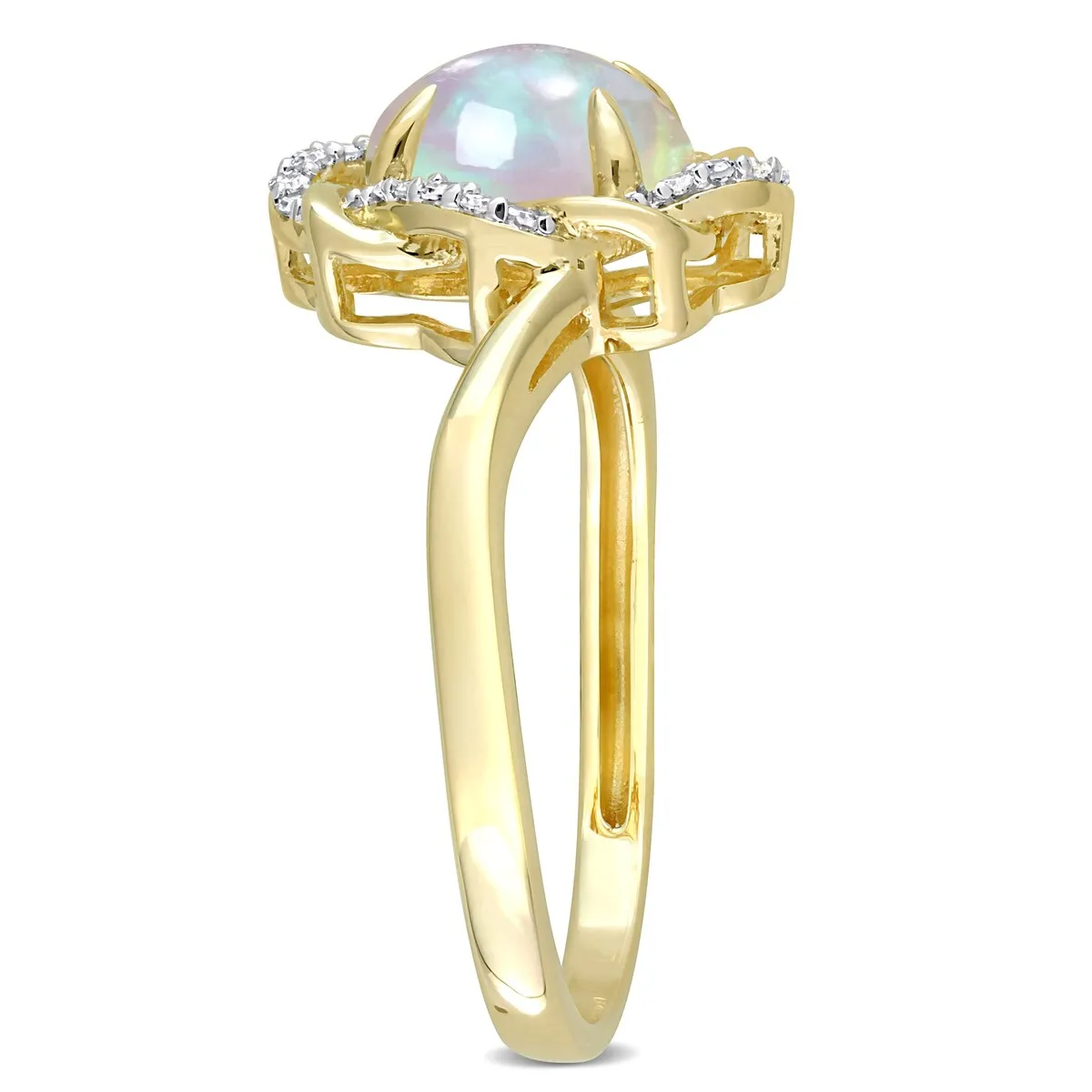 Miadora 1/10ct TDW Diamond and Ethiopian Opal-Blue Fashion Ring 10K Yellow Gold sold by Zulily product image thumbnail 2