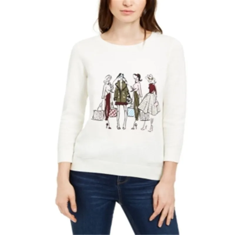 Maison Jules Girl's Go Shopping Sequin Sweater White Size Small sold by Zulily