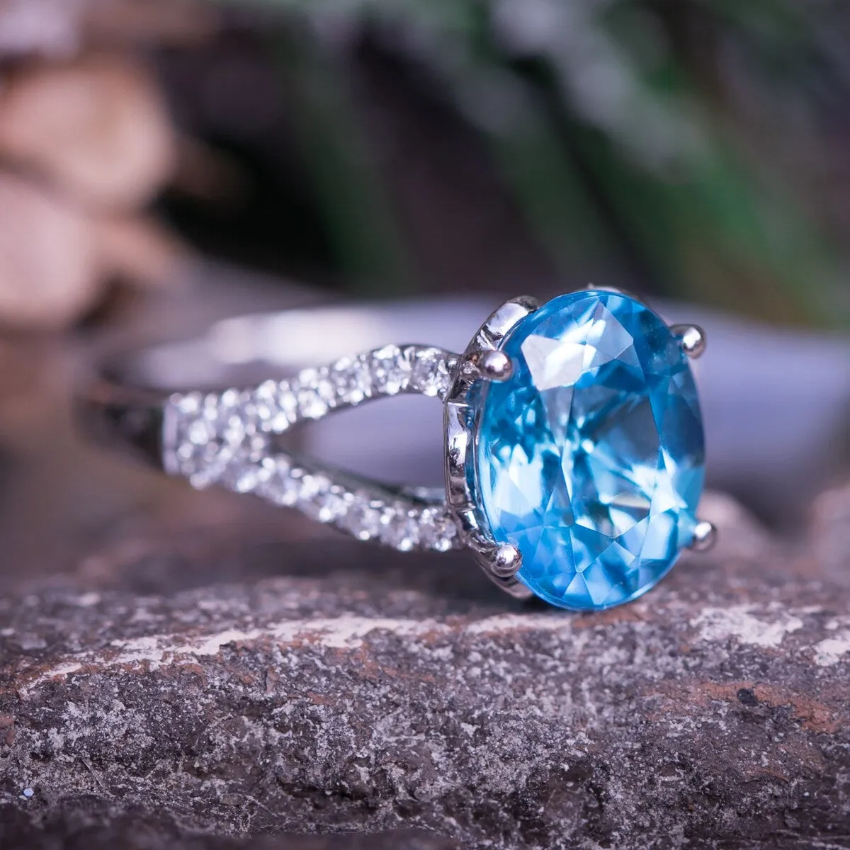 Auriya 3 1/3ct Fancy Oval Swiss Blue Topaz and Diamond Engagement Ring 1/3cttw 14k Gold sold by Zulily