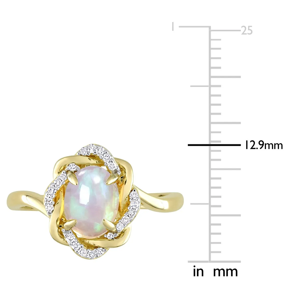 Miadora 1/10ct TDW Diamond and Ethiopian Opal-Blue Fashion Ring 10K Yellow Gold sold by Zulily product image thumbnail 4
