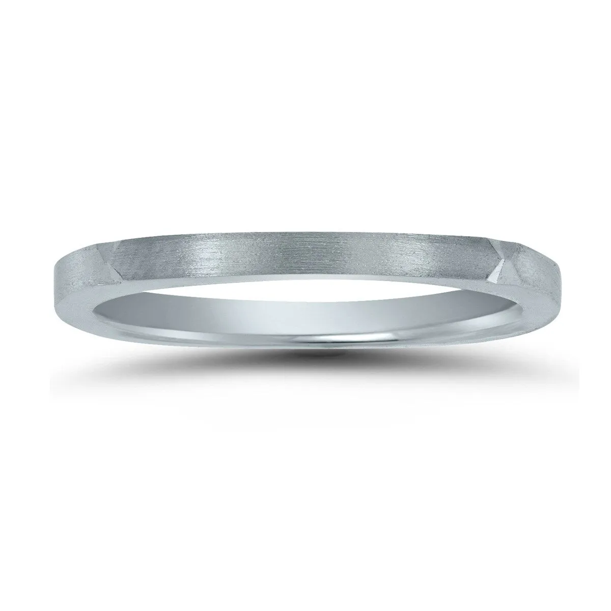 Thin 1.5MM Four Sided Wedding Band with Matte Finish in 14K White Gold sold by Zulily