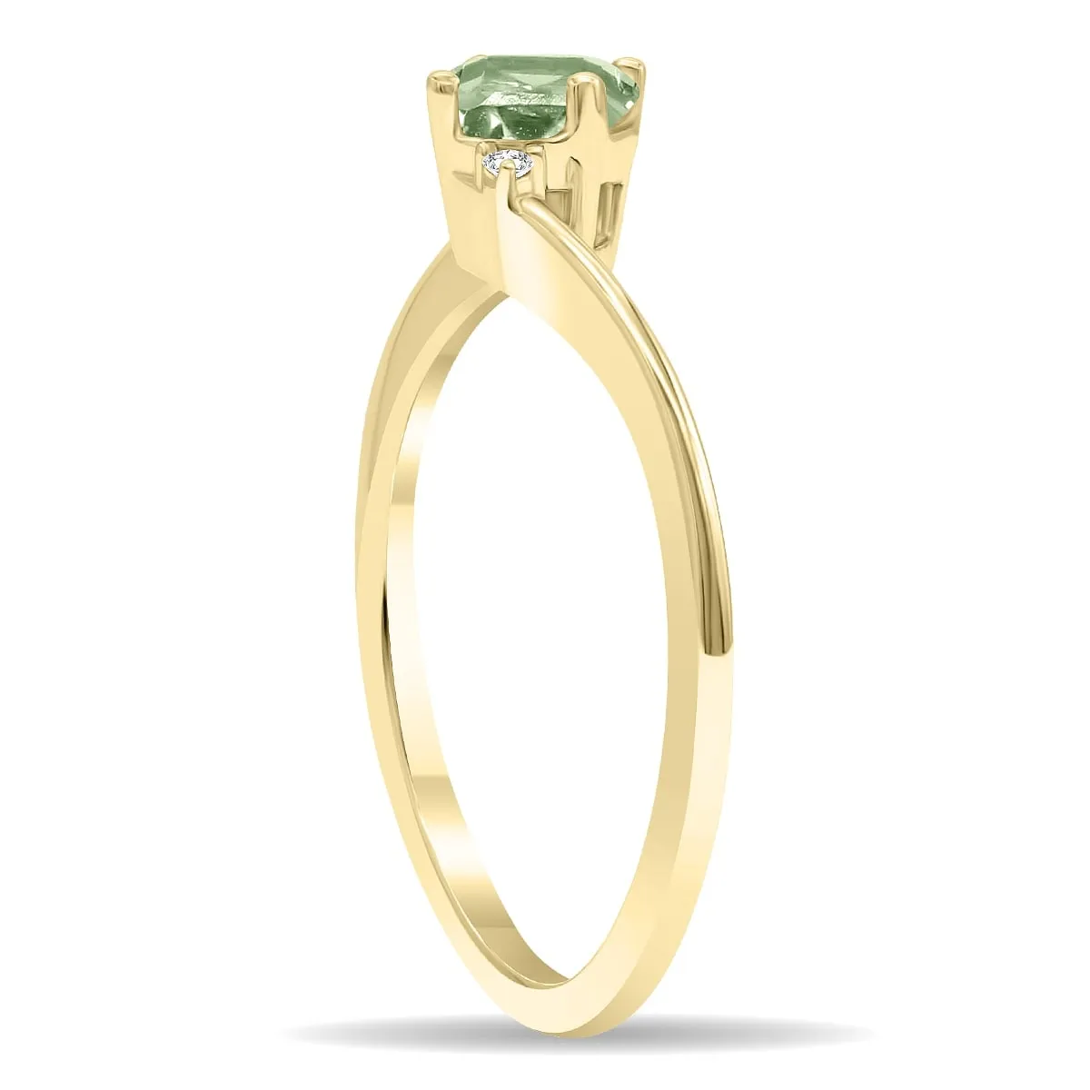 Women's Round Shaped Green Amethyst and Diamond Wave Ring in 10K Yellow Gold sold by Zulily product image thumbnail 3