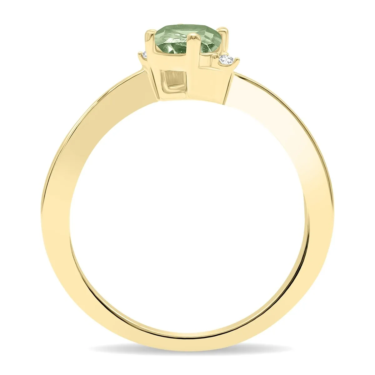 Women's Round Shaped Green Amethyst and Diamond Wave Ring in 10K Yellow Gold sold by Zulily product image thumbnail 2