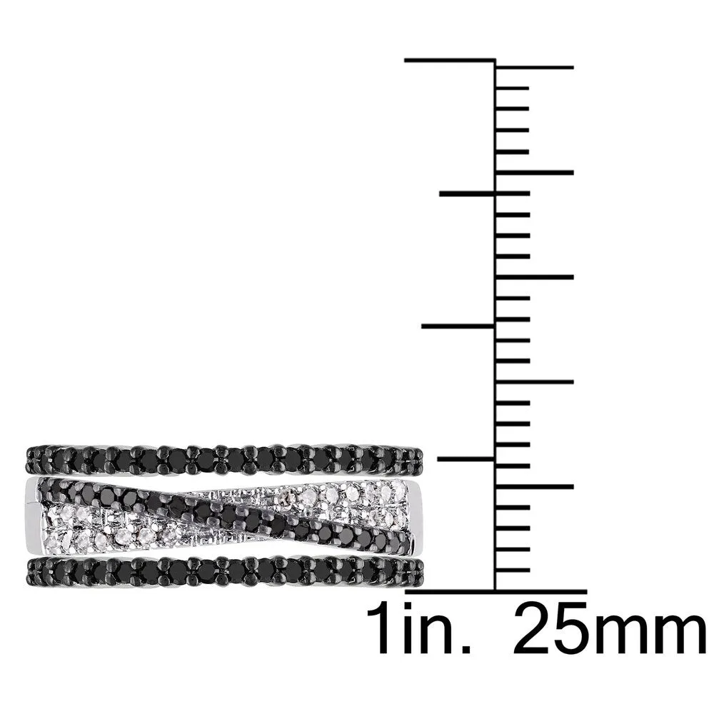 Miadora Sterling Silver 5/8ct TDW Black and White Diamond 3-piece Anniversary Stackable Ring Set sold by Zulily product image thumbnail 3