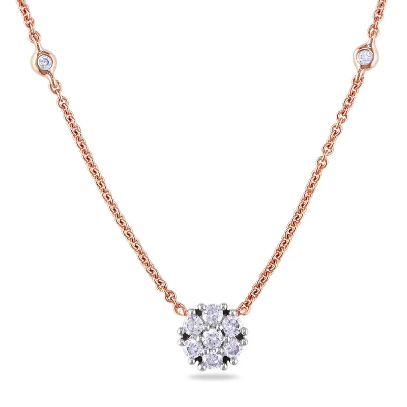 Miadora 14k Rose Gold 1/3ct TDW Diamond Station Necklace sold by Zulily