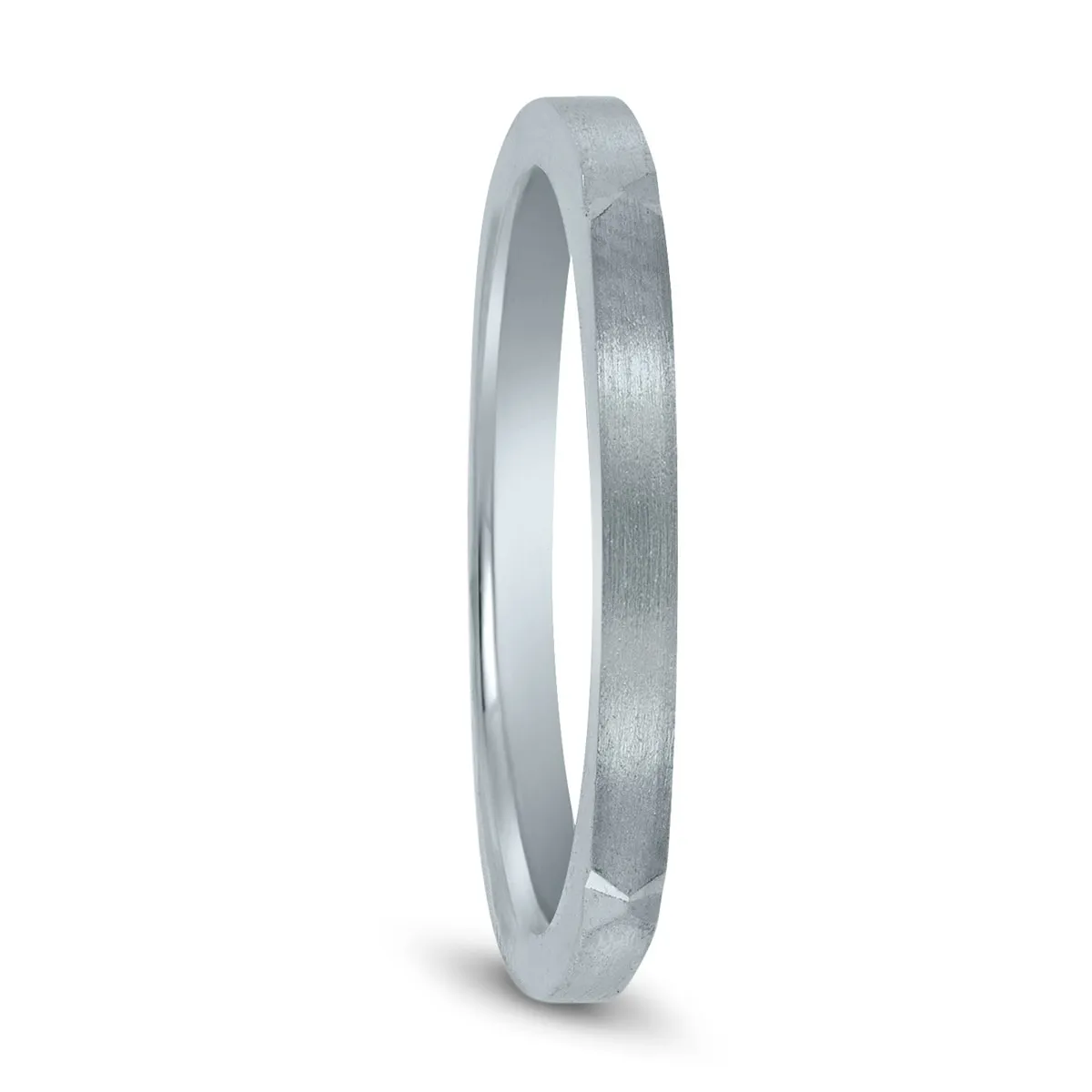 Thin 1.5MM Four Sided Wedding Band with Matte Finish in 14K White Gold sold by Zulily product image thumbnail 2