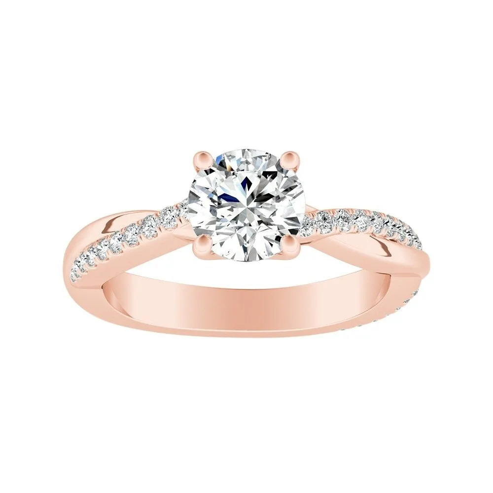 Auriya Twisted Modern 3/4ct Round Moissanite and 1/5ctw Diamond Engagement Ring 14K Gold sold by Zulily product image thumbnail 3