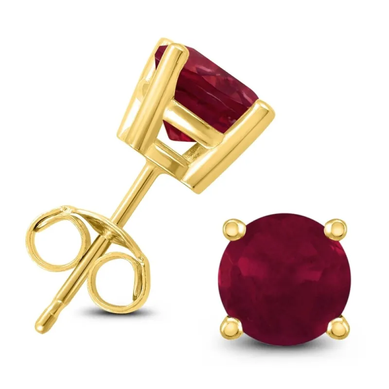 14K Yellow Gold 4MM Round Ruby Earrings sold by Zulily
