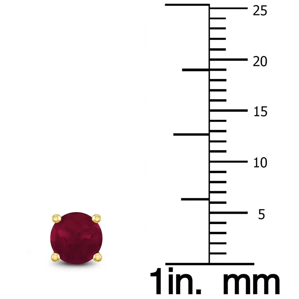 14K Yellow Gold 4MM Round Ruby Earrings sold by Zulily product image thumbnail 2