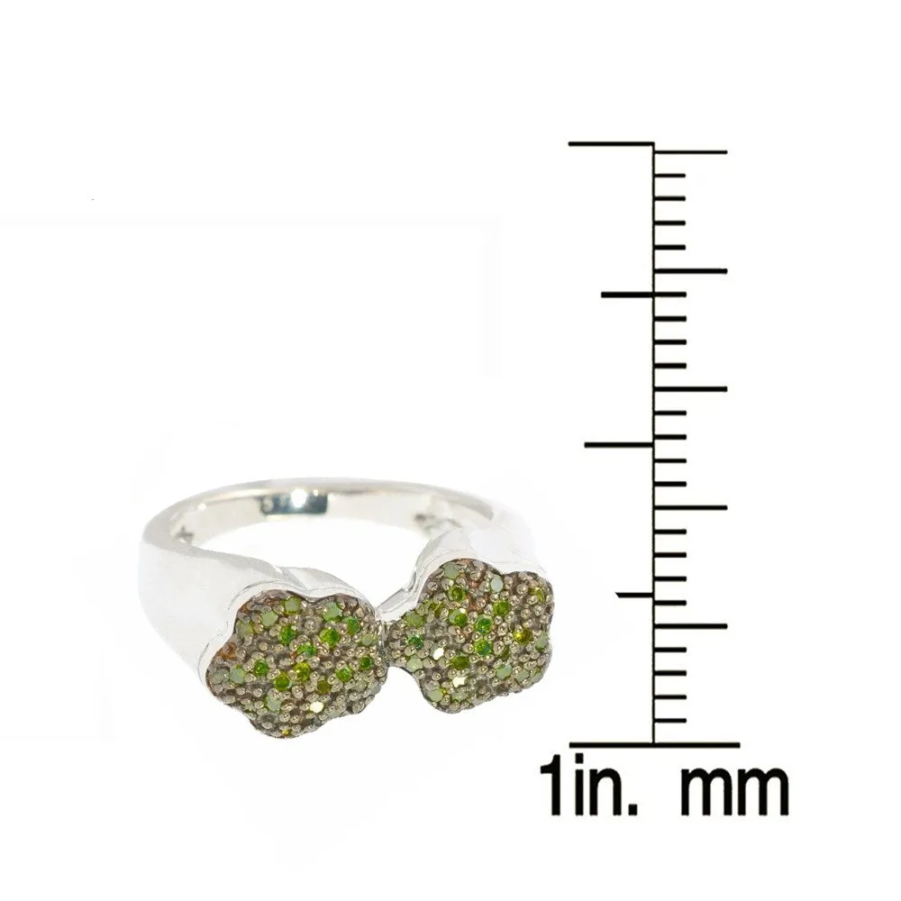 Sterling Silver with Genuine Green Diamond Flower Bypass Ring sold by Zulily product image thumbnail 3