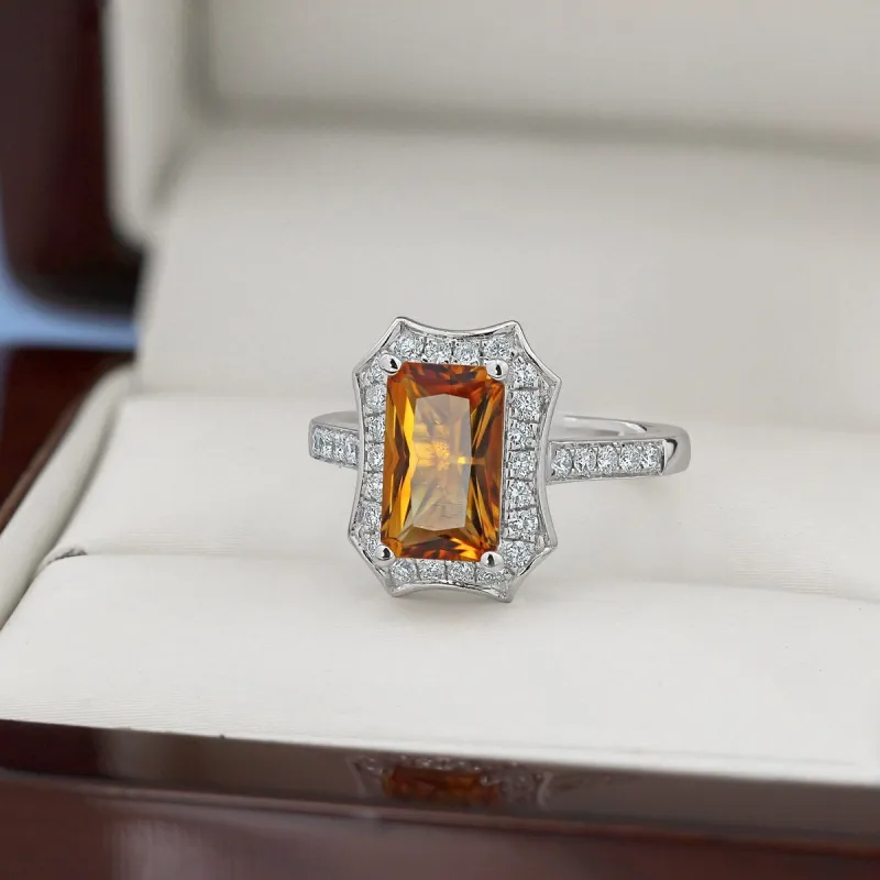 Auriya Vintage 1 3/4ct Emerald-cut Citrine and Halo Diamond Engagement Ring 3/8ctw 14k Gold sold by Zulily