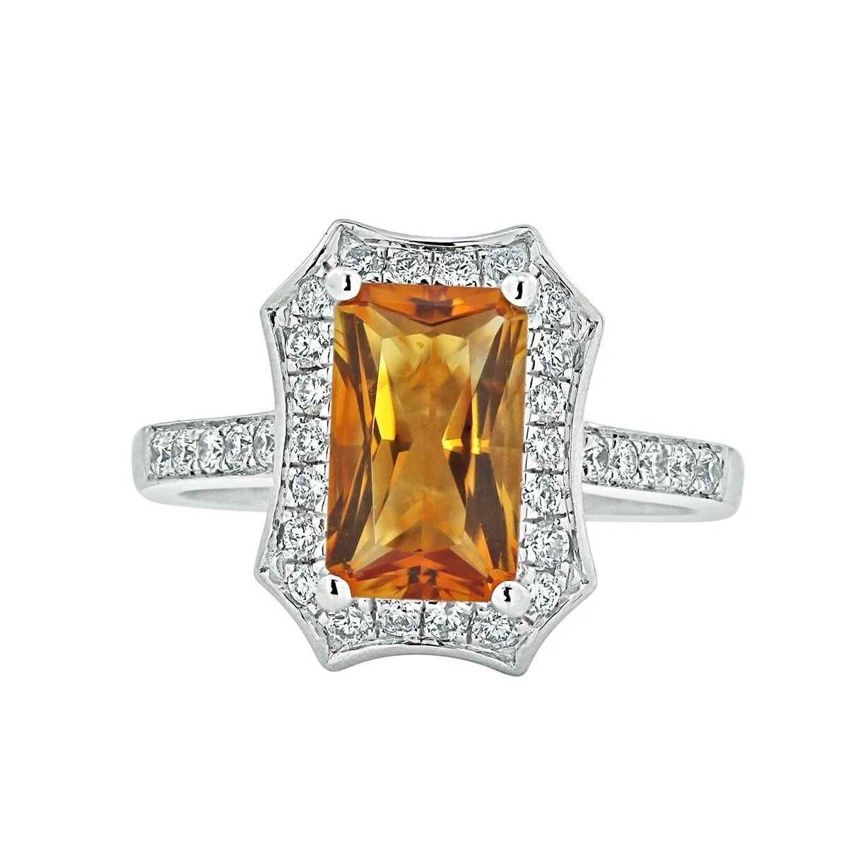 Auriya Vintage 1 3/4ct Emerald-cut Citrine and Halo Diamond Engagement Ring 3/8ctw 14k Gold sold by Zulily product image thumbnail 2