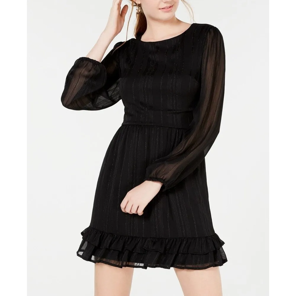 City Studios Junior's Chiffon Flounce Dress Black Size Large sold by Zulily