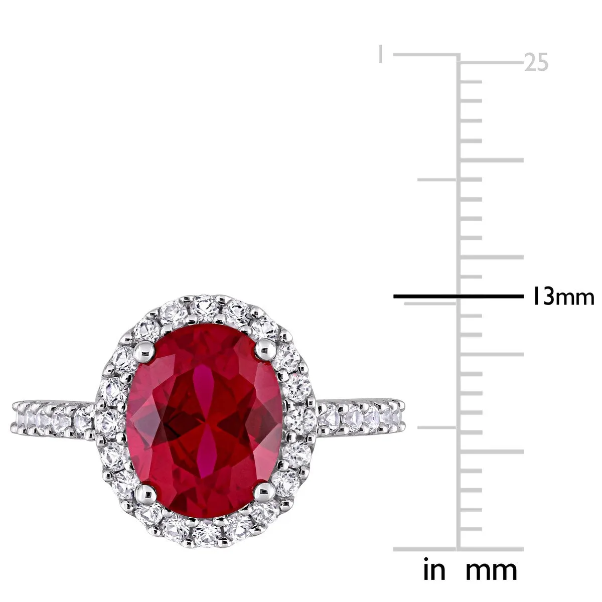 Miadora 10k White Gold Oval-cut Created Ruby and Created White Sapphire Halo Engagement Ring sold by Zulily product image thumbnail 4