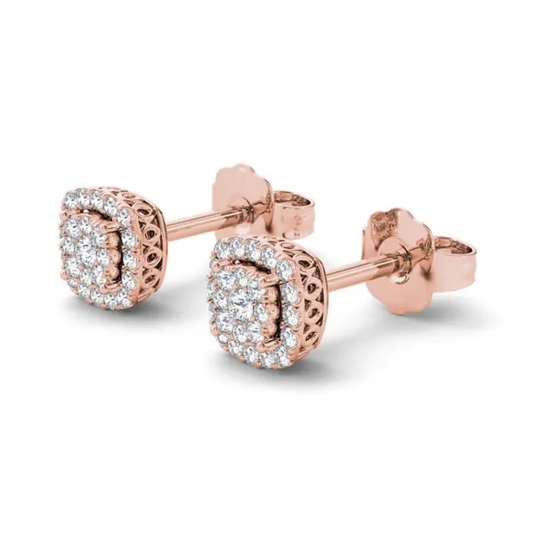 De Couer 10k Rose Gold 1/4ct TDW Diamond Halo Cluster Earring - Pink sold by Zulily product image thumbnail 2