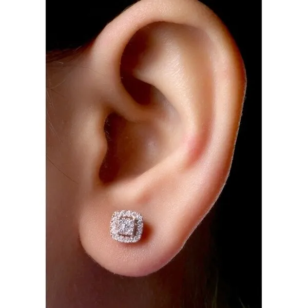 De Couer 10k Rose Gold 1/4ct TDW Diamond Halo Cluster Earring - Pink sold by Zulily product image thumbnail 5