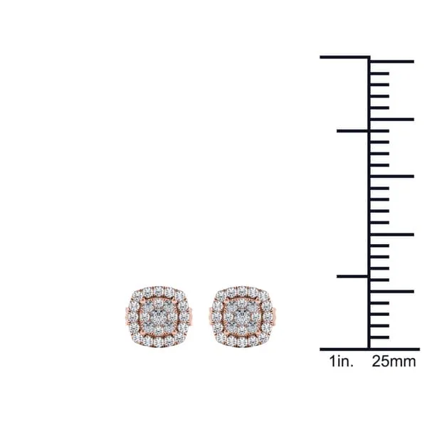 De Couer 10k Rose Gold 1/4ct TDW Diamond Halo Cluster Earring - Pink sold by Zulily product image thumbnail 3