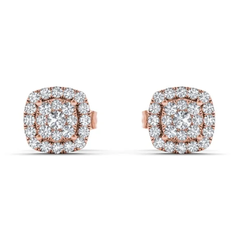 De Couer 10k Rose Gold 1/4ct TDW Diamond Halo Cluster Earring - Pink sold by Zulily