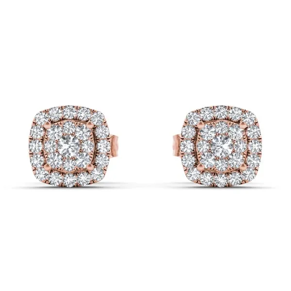 De Couer 10k Rose Gold 1/4ct TDW Diamond Halo Cluster Earring - Pink sold by Zulily
