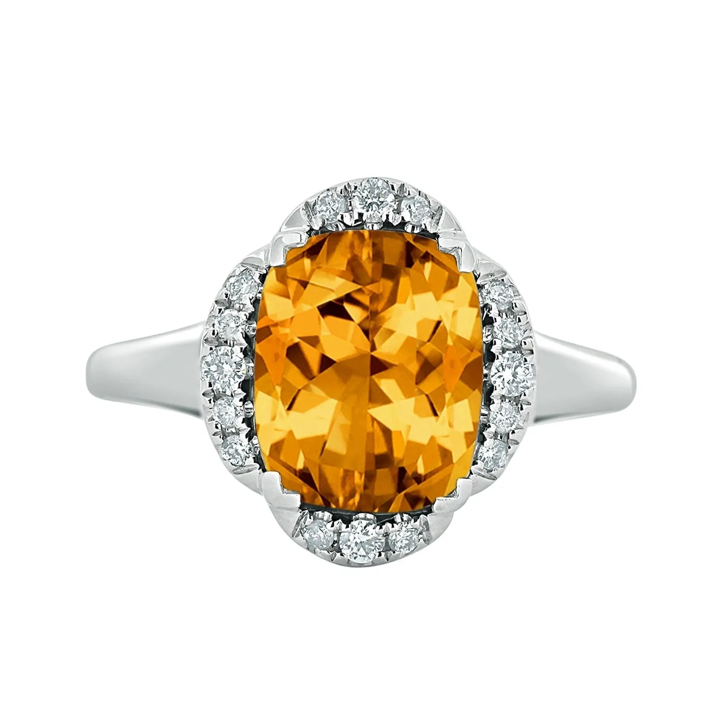 Auriya 4ct Cushion-cut Citrine and Halo Diamond Engagement Ring 1/8cttw 14k Gold sold by Zulily product image thumbnail 2