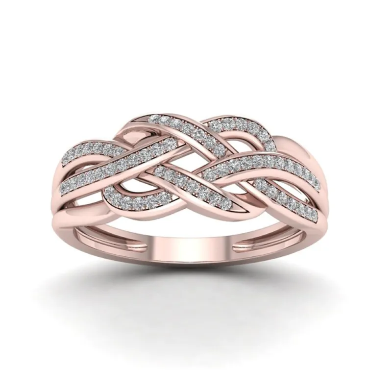 De Couer 10k Rose Gold 1/5ct TDW Diamond Swirling Ring - Pink sold by Zulily