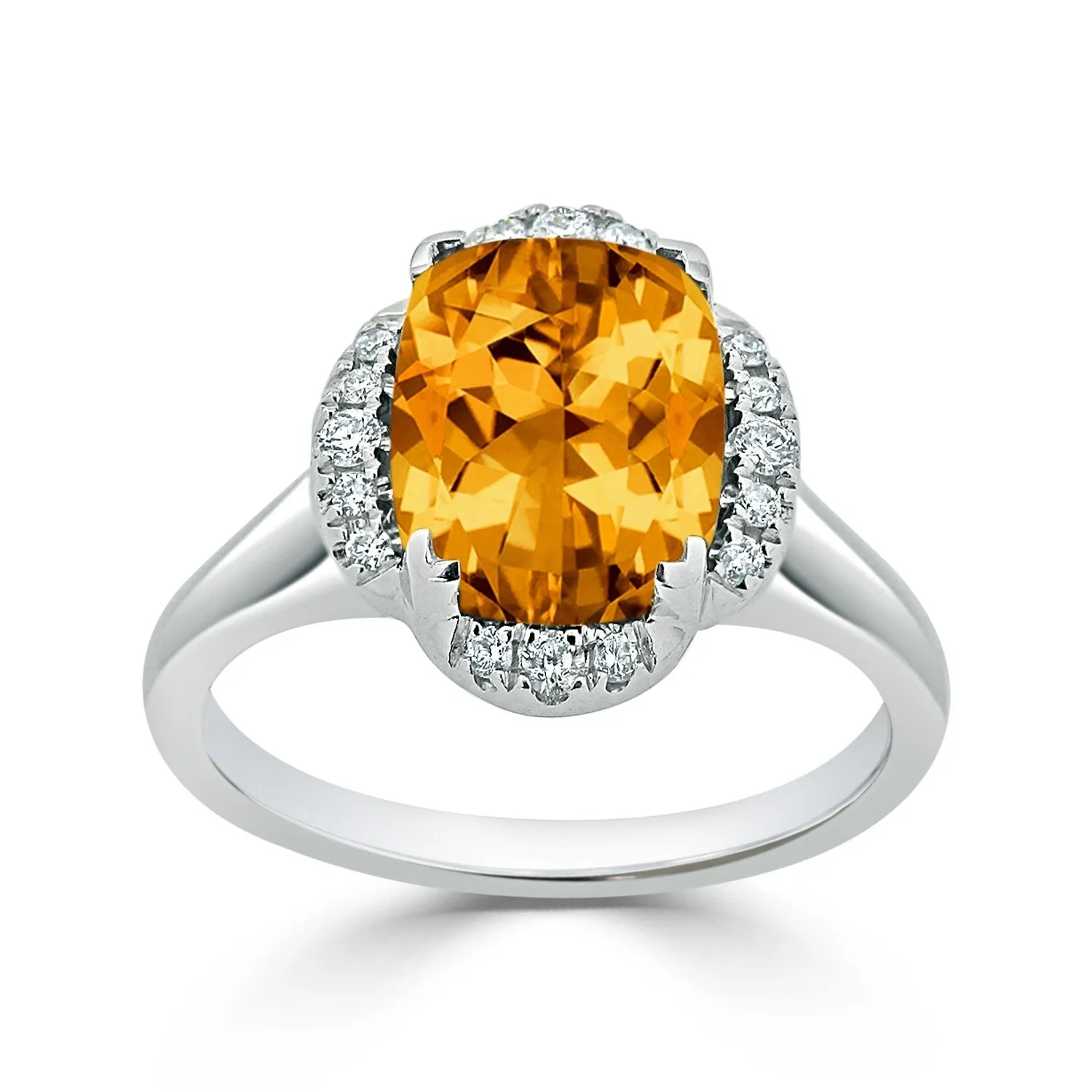 Auriya 4ct Cushion-cut Citrine and Halo Diamond Engagement Ring 1/8cttw 14k Gold sold by Zulily product image thumbnail 3