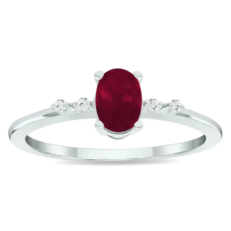 Women's Ruby and Diamond Sparkle Ring in 10K White Gold sold by Zulily