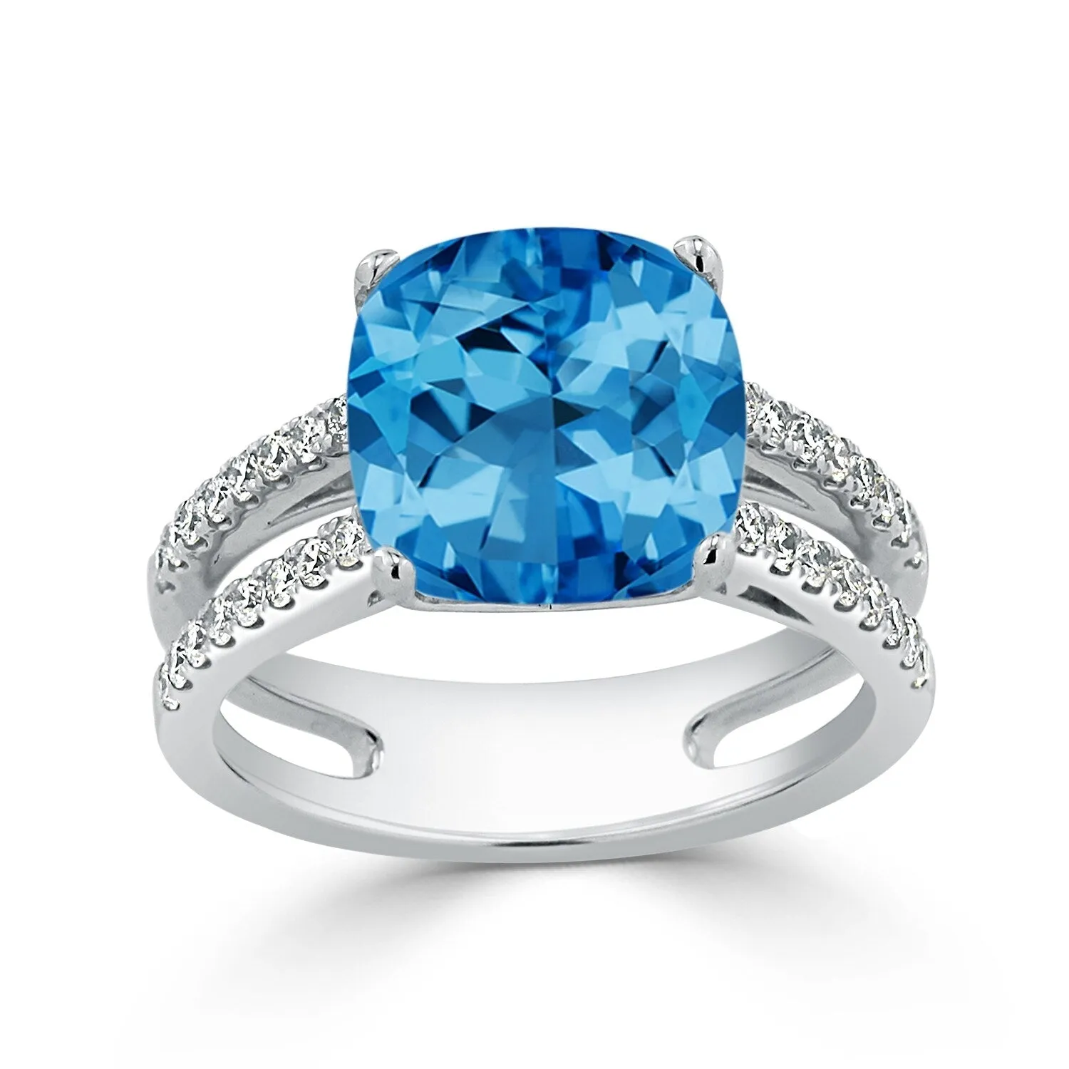 Auriya Modern 5ct Cushion-cut Swiss Blue Topaz and Diamond Engagement Ring 1/4cttw 14k Gold sold by Zulily product image thumbnail 3