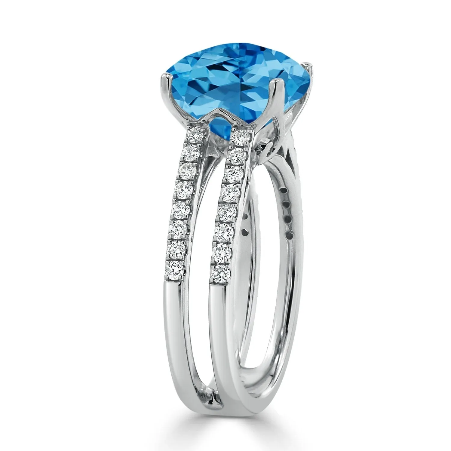 Auriya Modern 5ct Cushion-cut Swiss Blue Topaz and Diamond Engagement Ring 1/4cttw 14k Gold sold by Zulily product image thumbnail 4