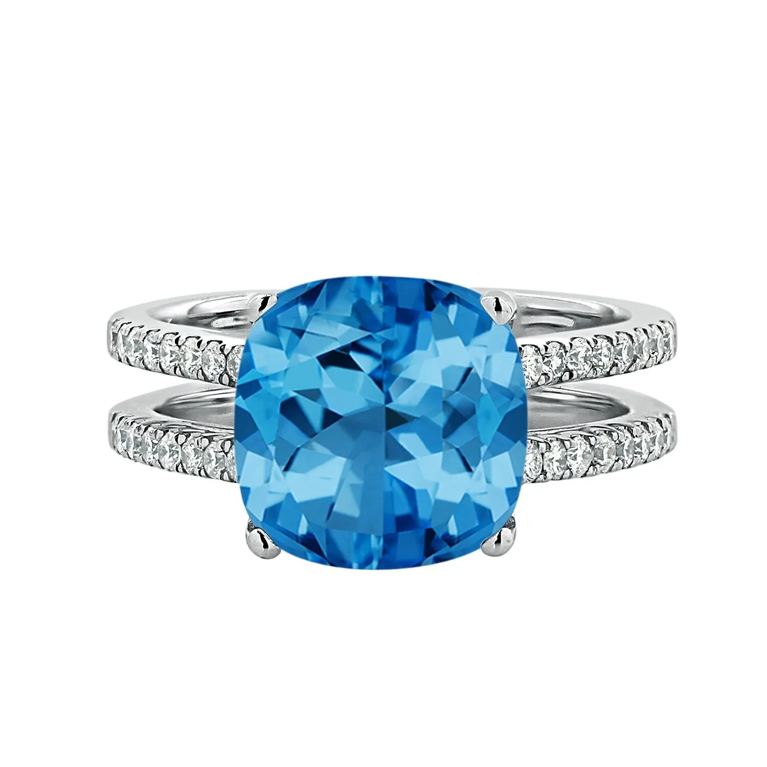 Auriya Modern 5ct Cushion-cut Swiss Blue Topaz and Diamond Engagement Ring 1/4cttw 14k Gold sold by Zulily product image thumbnail 2